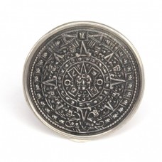 Broșă-pandant " Calendar Aztec " | manufactura in argint | Mexic cca. 1960