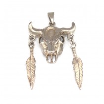 Amuletă amerindiană " Craniu de bizon " | manufactura in argint | Statele Unite