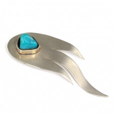 Brosa modernista mexicana | alpaca argintata & turcoaz natural | anii '70