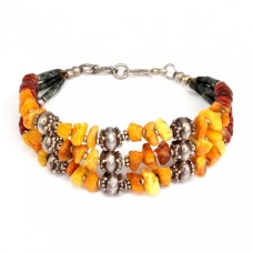 Veche brățară tribala indiana | argint, chihlimbar, carnelian & maw-sit-sit | manufactura