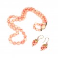 Set de bijuterii cu anturaje de coral natural Peau D'ange | Italia anii '70