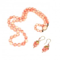 Set de bijuterii cu anturaje de coral natural Peau D'ange | Italia anii '70