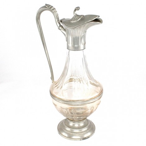 Elegant decantor aiguillère | cristal & staniu | atelier Dacoras - Paris cca. 1960