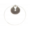 Colier choker cu opulentă amuletă Mandala | argint |  Rajasthan - India