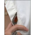 Veche broşă cu agat Aqeeq | carnelian Kabdi | manufactură în argint | Tunisia