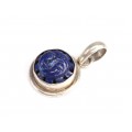 Amuleta peruviană cu lapis lazuli sculptat | Soare - Inti | manufactură în argint | Peru