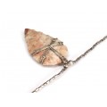 Inedit colier chilian cu amuletă amerindiană "Arrowhead " | argint 999 & rocă sedimentară | cca. 1960 -1970