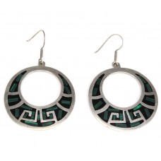 Cercei moderniști mexicani  | "Azteca " | argint & intarsie de malachit și email | cca. 1970