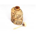 Vechi recipient " Snuff Bottle " | sculptură în fildeș de mamut și elefant | cca.1900 China