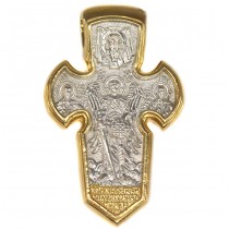 Pandant creștin-ortodox | Sfântul Mihail & Iisus pe cruce| argint aurit | Rusia