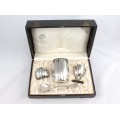 Set din argint pentru copii | pahar mare, pahar mic, linguriță și inel pentru napron | Belgia, perioada coloniala Congo cca.1930