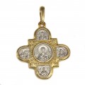 Pandant creștin ortodox Qutrefoil | Sfânta Maria & Iisus | argint aurit | atelier Yuri Fedorov - Rusia