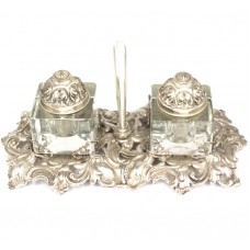 Splendidă encrieră neoclasică din argint & cristal bizotat | atelier Peruggia & C. | Italia cca.1940