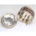 Veche casetă pentru bijuterii & brățară berberă | cupru argintat și emailat | Maroc