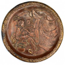 F. RAR : Platou decorativ japonez | Jigoku Dayū | aliaj de cositor cuprat și patinat makie |cca. 1880 -1900