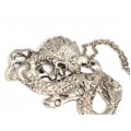 Colier cu veche și opulentă amuletă chinezească | Dragon - Qīnglóng | argint | cca.1900