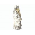 Statuetă taoistă realizată din rășină laminată cu argint | Zeul Lu | Italia cca.1980
