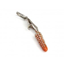 Inedit pandant stilizat sub forma unui știulete de porumb | argint emailat | cca.1960 | Italia