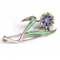 Broșă florală | argint emailat | manufactură de atelier italian | 1950 - 1960
