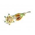 Rafinată broșă " Floare de colț " | argint filigranat, emailat și aurit | Italia