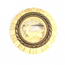 RAR: Remarcabilă broșă cinegetică | Cerb | celuloid " faux ivoire " | Franța cca.1900