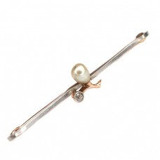 Rafinată broșă edwardiană | platină, aur 15k, diamant natural & perlă naturală | cca.1910 Rafinată broșă edwardiană | platină, aur 15k, diamant natural & perlă naturală | cca.1910