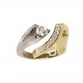 Spectaculos inel modernist Space Age | diamante naturale 0,57 CTW | aur alb și aur galben | Germania