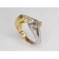Spectaculos inel modernist Space Age | diamante naturale 0,57 CTW | aur alb și aur galben | Germania