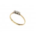 Delicat inel victorian, decorat cu 3 diamante naturale 0.14 Ct | aur 18K & platină | Marea Britanie