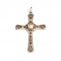 Rafinat pandant religios Art Deco | cruciuliță decorată millegrain | argint, marcasite & perlă | Italia cca.1920