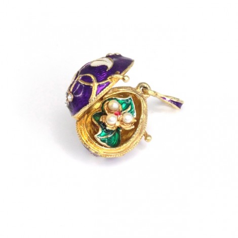 Rafinat pandant locket Fabergé cu miniatură florală | argint aurit & emailat | Rusia