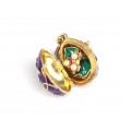 Rafinat pandant locket Fabergé cu miniatură florală | argint aurit & emailat | Rusia