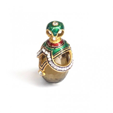 Pandant stil Fabergé | argint aurit, emailat & cuarț fumuriu | Rusia