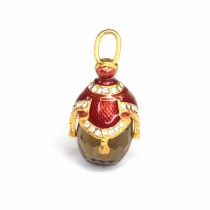 Elegant pandant Fabergé în stil imperial | argint aurit, email & cuarț fumuriu | Rusia