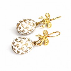 Opulenți cercei candelabru în stil Fabergé | argint aurit & email | Rusia