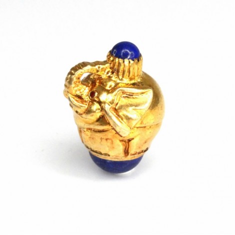 Inedit pandant în stil Fabergé porte-bonheur | Elefant | argint aurit & lapis lazuli | Rusia