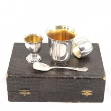 RAR: Set din argint pentru copii | pahar mare, pahar mic. inel șervet, linguriță | anii '30 Belgia