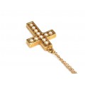 Rafinat colier religios | metal placat cu aur & perle faux | atelier Trifari | Statele Unite cca.1970