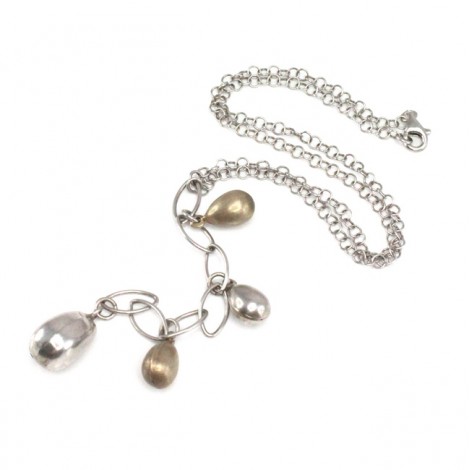 Elegant colier minimalist | Lavalier | argint & argint patinat | Italia anii '2000