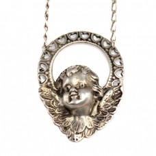 Elegant colier din argint cu pandant romantic | Amoraș | anii '70 | Italia