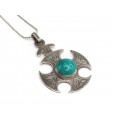 Colier cu veche amuletă celtică | Crucea lui Thor | argint & piatră chrysocolla