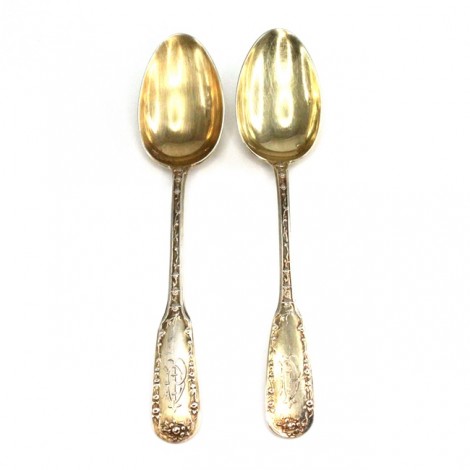 Set de 2 lingurițe Empire | argint aurit | atelier Alphonse Debain | cca. 1890