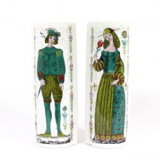 Pereche de vaze-buchetiere, pentru perete | porțelan glazurat și pictat | Franța