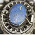 vechi pandant amuleta incasa."locket". lapislazuli & argint. Peru