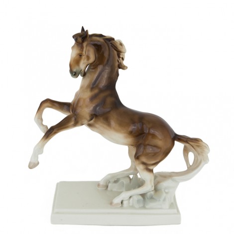 Grandioasă statuetă din porțelan Royal Dux Bohemia | "Cal cabrat " | anii '30
