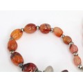 Vechi colier etnic indian cu pandant pectoral | alamă argintată & agate naturale 