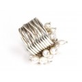 Impresionant inel statement decorat cu perle naturale de cultură | manufactură în argint | Franța