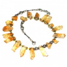 Colier etnic indian decorat cu citrine naturale | manufactură în argint | Rajasthan
