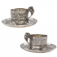 Serviciu tête-à-tête pentru servirea cafelei | argint 950 | atelier Alphonse Debain  | cca.1890 Serviciu tête-à-tête pentru servirea cafelei | argint 950 | atelier Alphonse Debain  | cca.1890