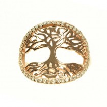 Rafinat inel din argint | Pomul vieții | argint placat cu aur roz & cristale zirconium | Mărimea 11/51
